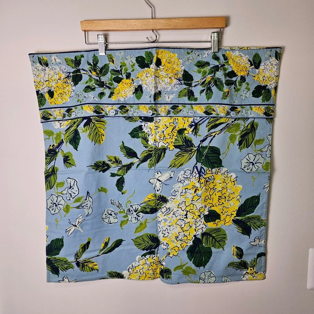 NWOT 2 Soft‎ Surroundings Euro Pillow Shams Blue Floral Hydrangea Cotton 25x25